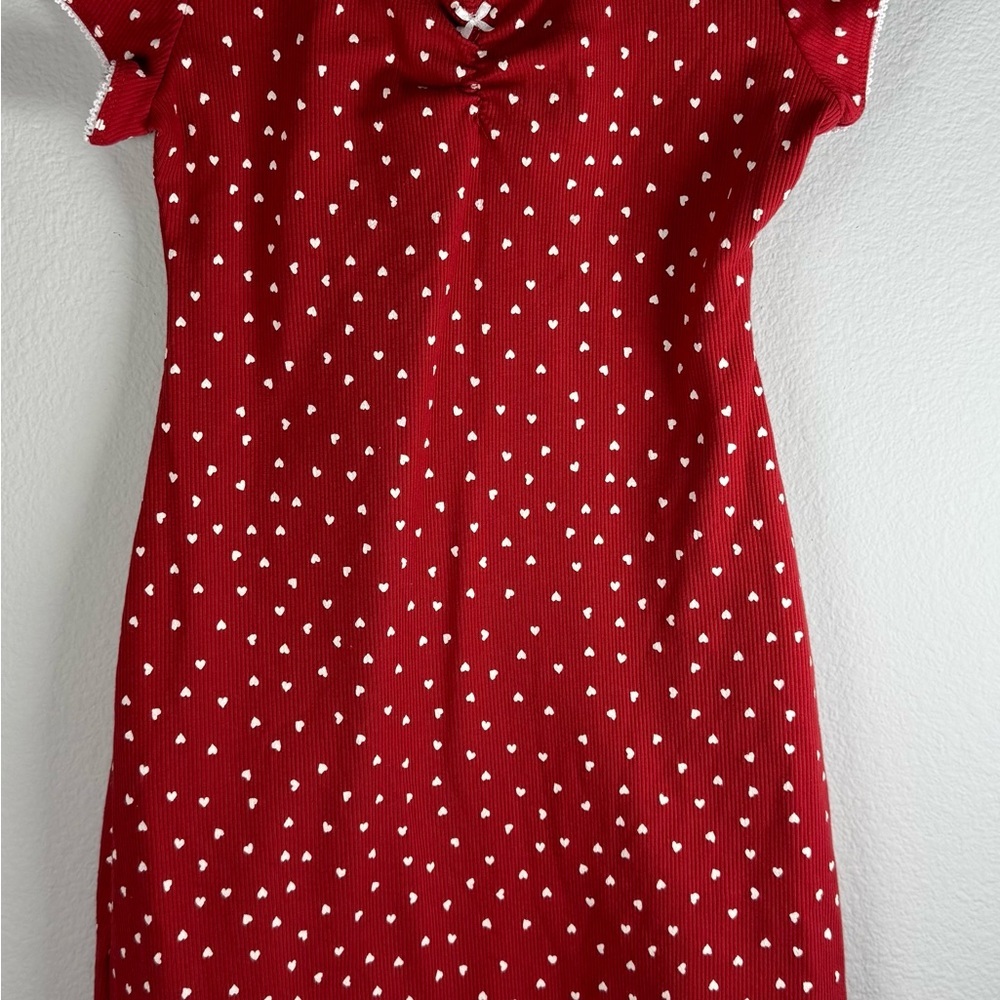 Art Class Red Dress with Heart Pattern - Picture 2 of 5